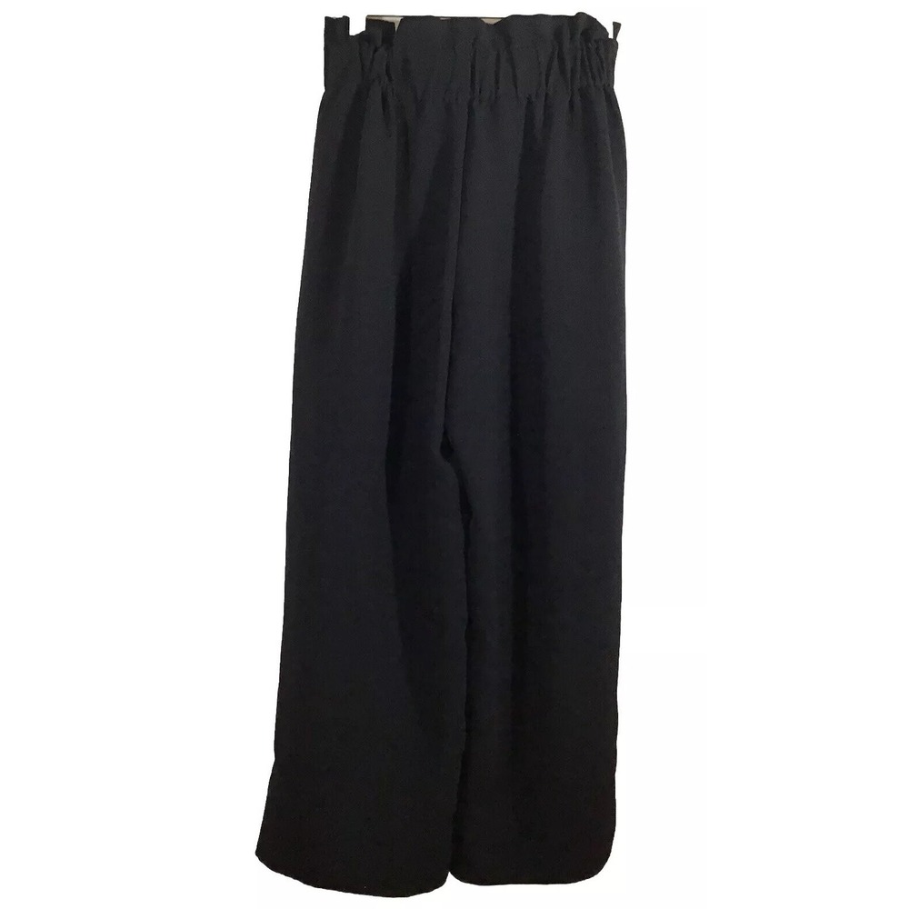Madewell Tie Waist Huston Black Crepe M Pull On Ankle Pants Wide Leg Elastic